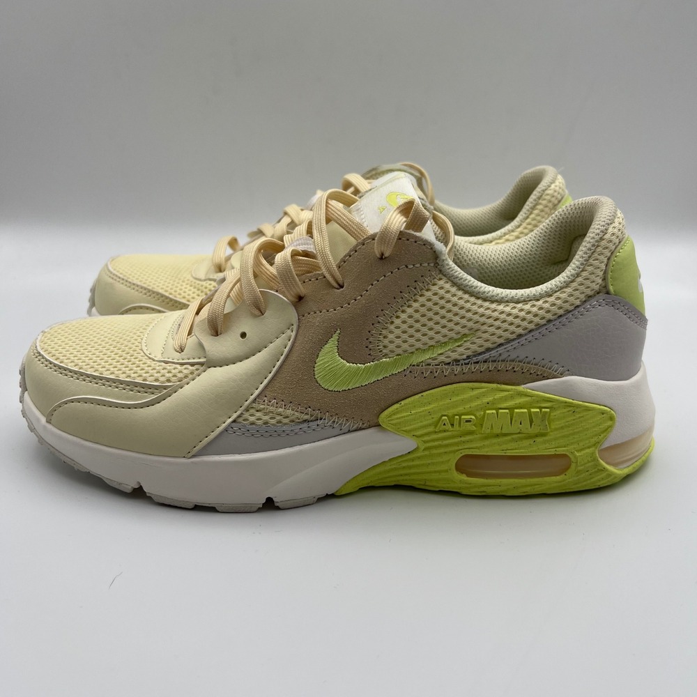 Nike‎ Air Max Excee Sneakers Womens 7.5 Alabaster Lemon Twist Mesh Leather Suede